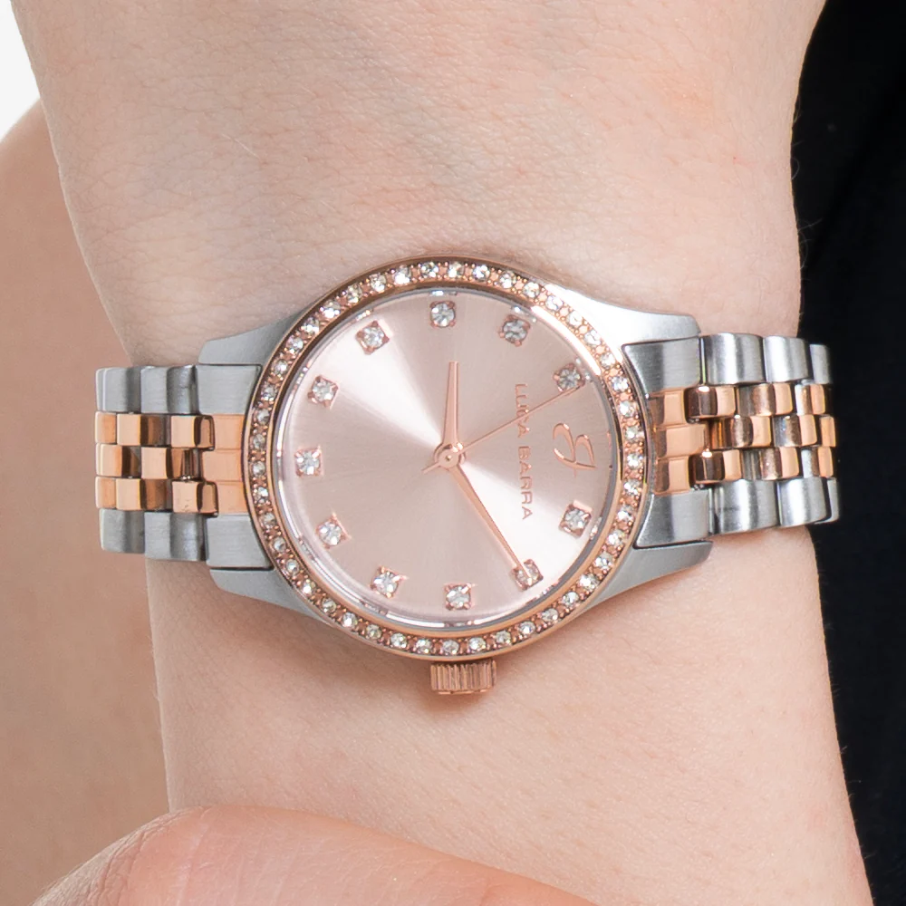 OROLOGIO DONNA IN ACCIAIO CON QUADRANTE IP ROSE E GHIERA CON CRISTALLI BIANCHI - Image 2