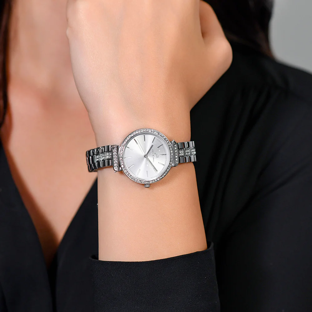 OROLOGIO DONNA IN ACCIAIO CRISTALLI GHIERA E QUADRANTE GRIGIO - Image 2