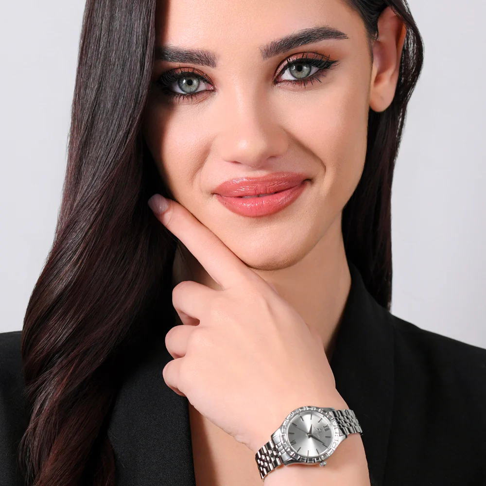 OROLOGIO DONNA IN ACCIAIO GHIERA CRISTALLI BIANCHI - Image 3