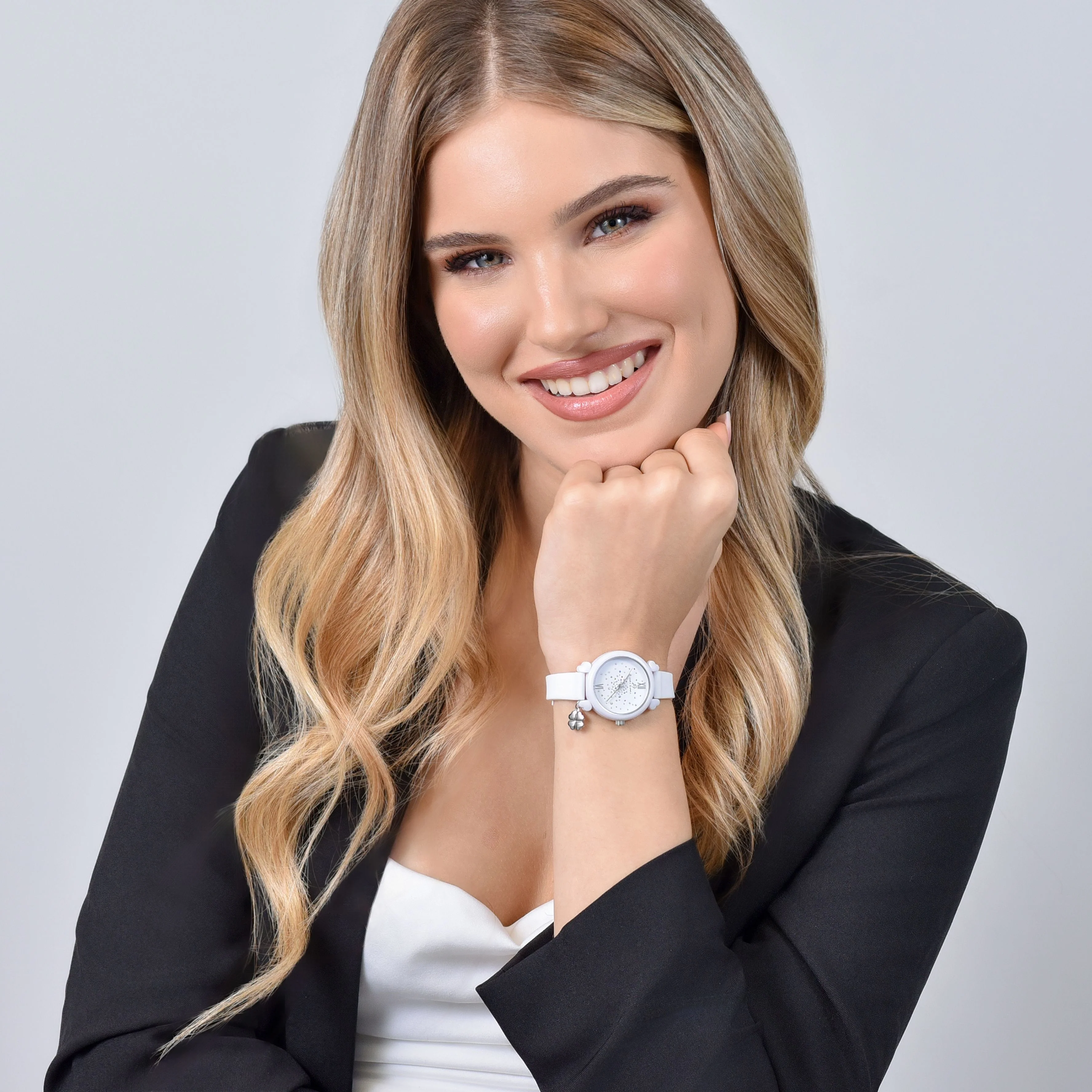 OROLOGIO DONNA IN SILICONE BIANCO E CRISTALLI MULTICOLOR - Image 3