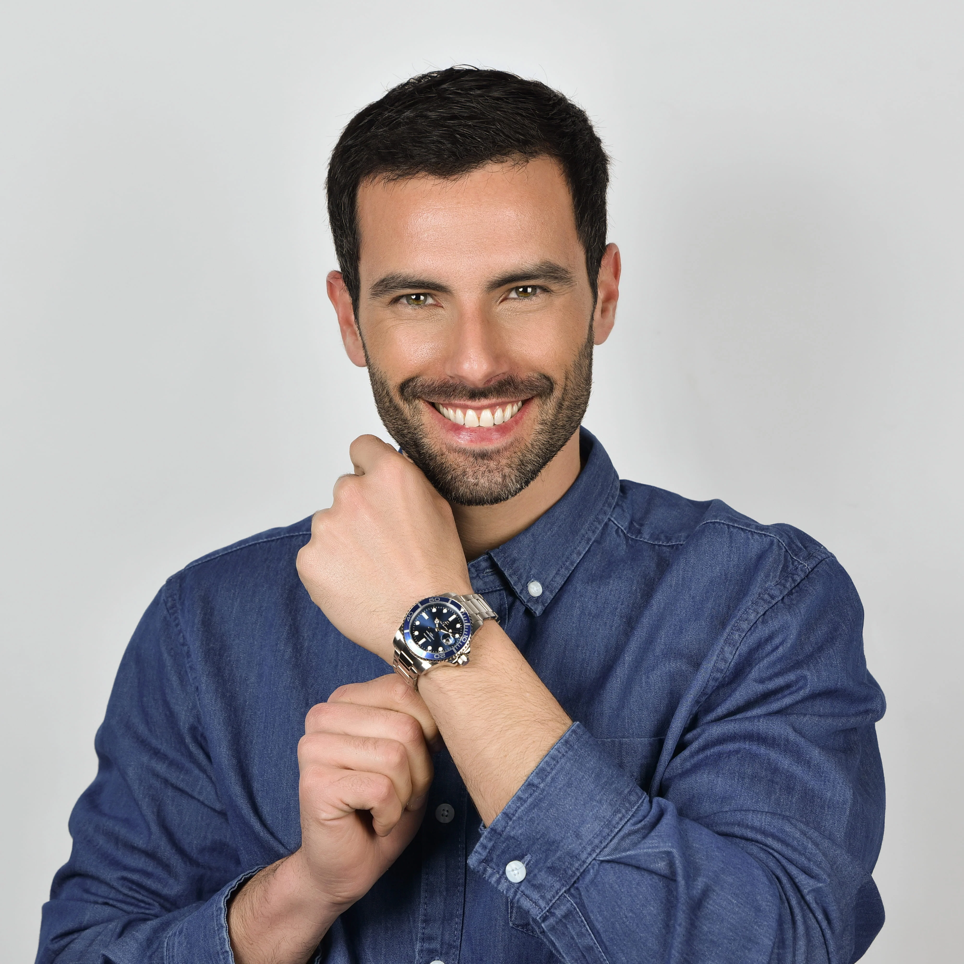 OROLOGIO UOMO CON CASSA IN ACCIAIO GHIERA BLU - Image 3