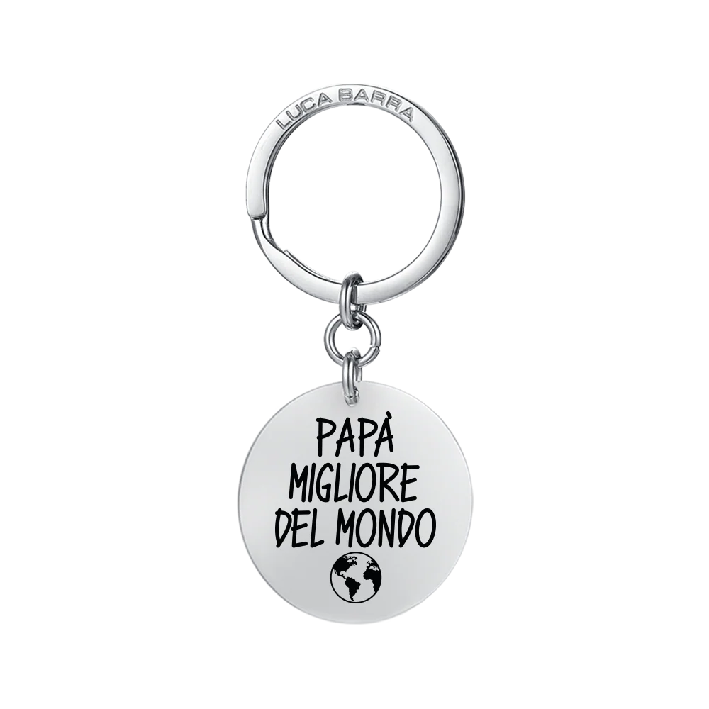 PORTACHIAVI UOMO IN ACCIAIO PAPA' MIGLIORE AL MONDO