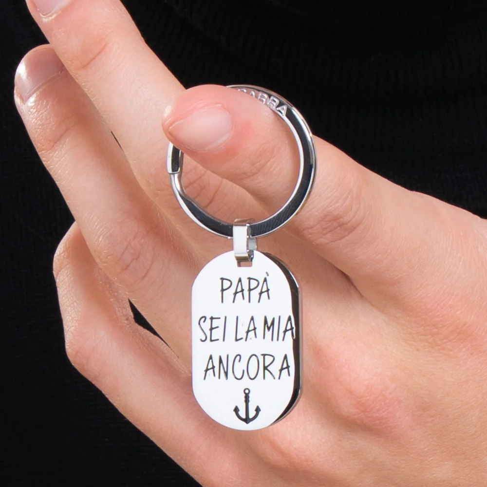 PORTACHIAVI UOMO IN ACCIAIO PAPA' SEI LA MIA ANCORA - Image 2